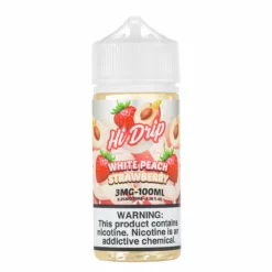 Hi-Drip Pre-Steeped Vape Juice: White Peach Strawberry 100mL